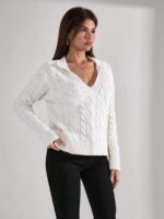 Pulover Tricotat Narisa Alb - imagine 3