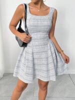 Rochie Scurta Chaima Gri cu Print Geometric ( fara camasa ) - imagine 2