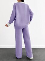 Compleu Tricotat cu Pantalon Estera Lila - imagine 2
