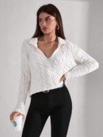 Pulover Tricotat Narisa Alb - imagine 4