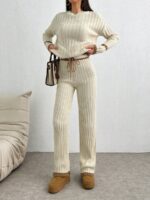 Compleu Tricotat cu Pantalon Vivas Crem