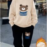 Trening Dama Isidora format din Pantalon Negru si Bluza Crem - imagine 2