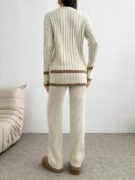 Compleu Tricotat cu Pantalon Vivas Crem - imagine 2