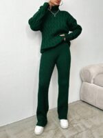 Compleu Tricotat cu Pantalon Adalgiza Verde