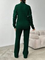 Compleu Tricotat cu Pantalon Adalgiza Verde - imagine 2