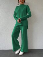 Compleu Tricotat cu Pantalon Egonia Verde - imagine 3