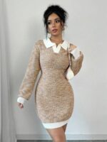 Rochie Scurta Tricotata Riya Bej