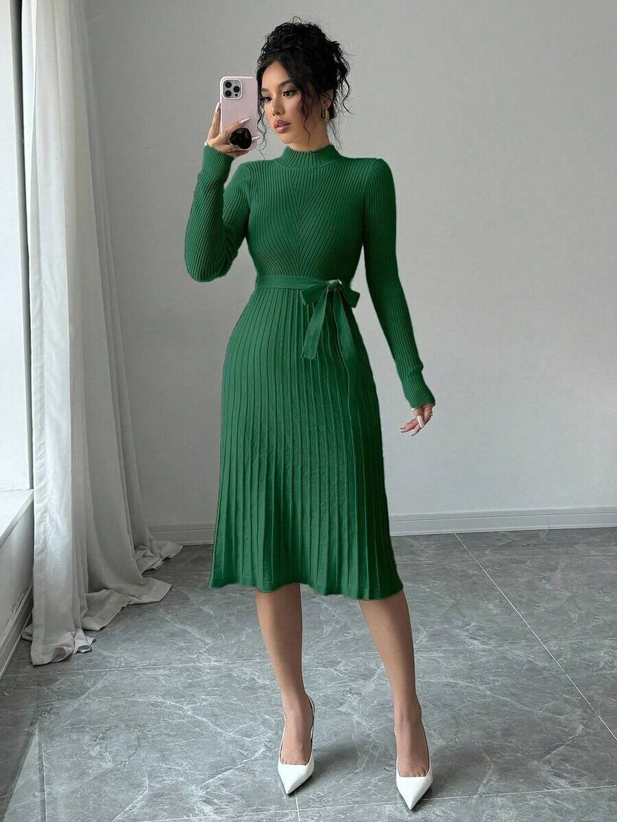 57 Rochie Midi Tricotata Mariola Verde - imagine 1