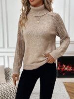 Pulover Tricotat Cataleya Bej - imagine 3