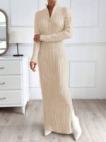 Rochie Lunga Tricotata Zena Crem