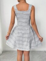 Rochie Scurta Chaima Gri cu Print Geometric ( fara camasa ) - imagine 3