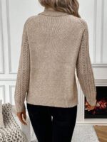 Pulover Tricotat Cataleya Bej - imagine 2