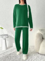Compleu Tricotat cu Pantalon Ernesta Verde - imagine 3