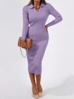 Rochie Midi Tricotata Cassey Lila - imagine 3