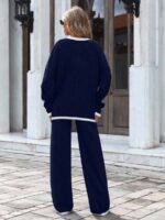Compleu Tricotat cu Pantalon Zinna Bleumarin - imagine 2