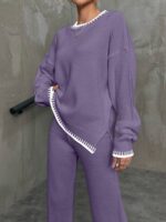 Compleu Tricotat cu Pantalon Ernesta Lila - imagine 3