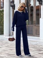 Compleu Tricotat cu Pantalon Zinna Bleumarin - imagine 4