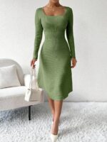 Rochie Midi Tricotata Elina Vernil