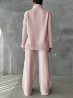 Compleu Tricotat cu Pantalon Lidia Roz - imagine 3