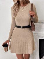 Rochie Scurta Tricotata Lima Bej - imagine 2