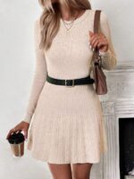 Rochie Scurta Tricotata Berry Crem - imagine 3