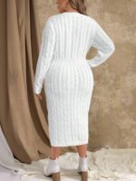 Rochie Midi Tricotata Ronna Alba - Marimi Mari - imagine 2