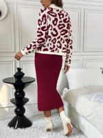 Compleu Tricotat cu Fusta Lunga Glade Grena - imagine 2