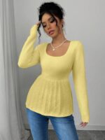 Pulover Tricotat Ariana Galben - imagine 3