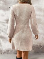 Rochie Scurta Tricotata Dalia Bej - imagine 2