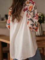 Camasa Dama Cosmina Alba cu Print Multicolor - imagine 2