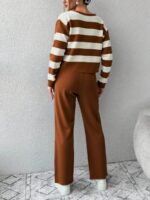 Compleu Tricotat cu Pantalon Emilin Maro cu Dungi Albe - imagine 2