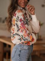 Camasa Dama Cosmina Alba cu Print Multicolor - imagine 3