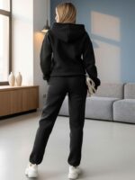 Trening vătuit format din bluza si pantalon Agnese Negru - imagine 2