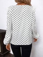 Bluza Dama Cindy Alba cu Buline Negre - imagine 2