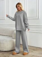 Compleu Tricotat cu Pantalon Geralda Gri - imagine 3