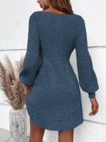 Rochie Scurta Tricotata Elsa Albastra - imagine 2