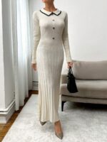 Rochie Lunga Tricotata Selva Bej Deschis - imagine 2