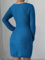 Rochie Scurta Tricotata Chapa Albastra - imagine 2