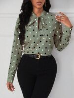 Bluza Dama Mahdi Gri cu Buline Albe si Negre