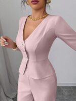 Compleu cu Pantalon Cristina Roz - imagine 4