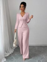 Compleu cu Pantalon Cristina Roz