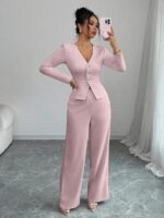 Compleu cu Pantalon Cristina Roz - imagine 3