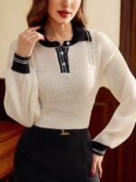 Pulover Tricotat Gily Crem