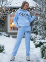 Trening vătuit format din bluza si pantalon Devil Bleu