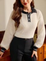 Pulover Tricotat Gily Crem - imagine 3