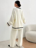 Compleu Tricotat cu Pantalon Azumi Alb - imagine 2