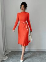 Rochie Midi Tricotata Sara Portocalie - imagine 3