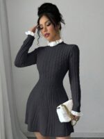 Rochie Scurta Tricotata Tensa Neagra - imagine 3