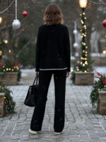 Compleu Tricotat cu Pantalon Sonia Negru - imagine 2