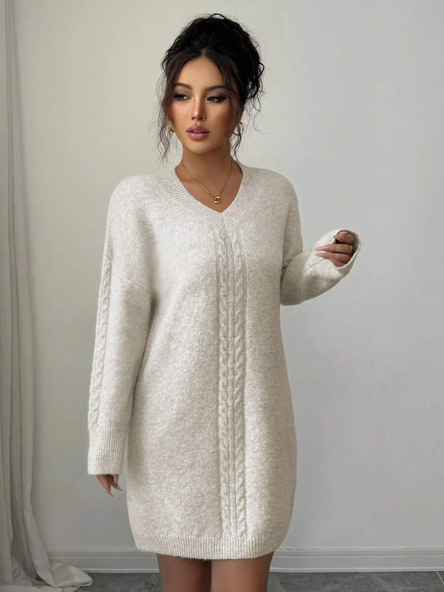 1 Rochie Scurta Tricotata Lenna Crem - imagine 1